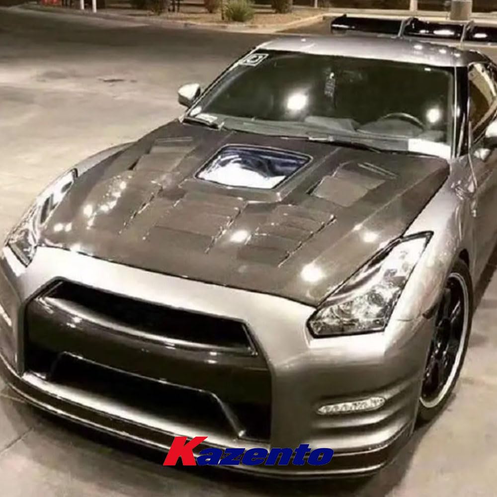 Kazento USA Shipping For Nissan GTR R35 CBA DBA CLR Style Vented Clear Glass Carbon Fiber Front Hood - Kazento Carbon Parts