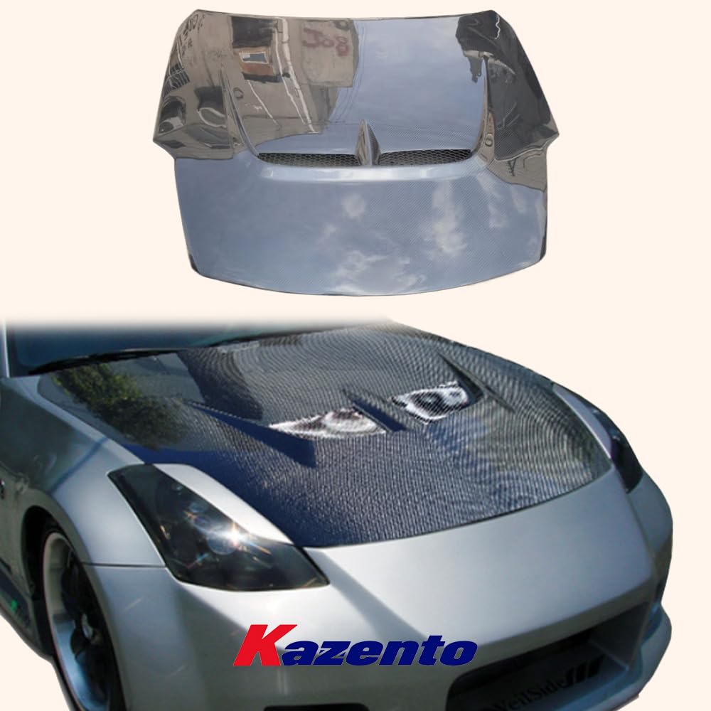 Kazento For Nissan Z33 350Z (07-08 Only) KZ Style Carbon Fiber Front Vented Hood Bonnet - Kazento Carbon Parts