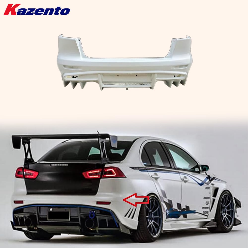 Kazento For Mitsubishi EVO 10 X CZ4A 07-16 VRS Style Ultimate Rear Bumper Fiberglass - Kazento Carbon Parts