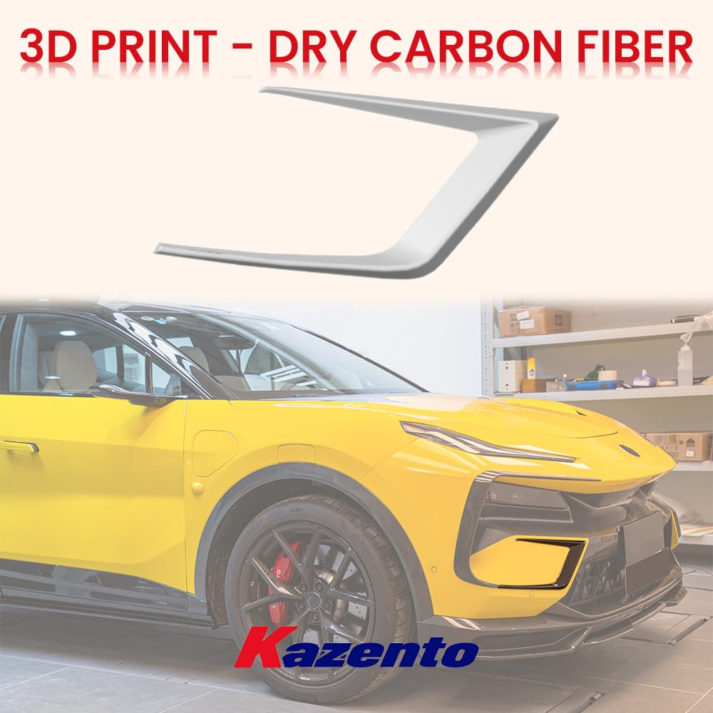 Kazento For Lotus Eletre PK Style Dry Carbon Fiber Front Bumper Lower Duct Vent Trim 2pc - Kazento Carbon Parts