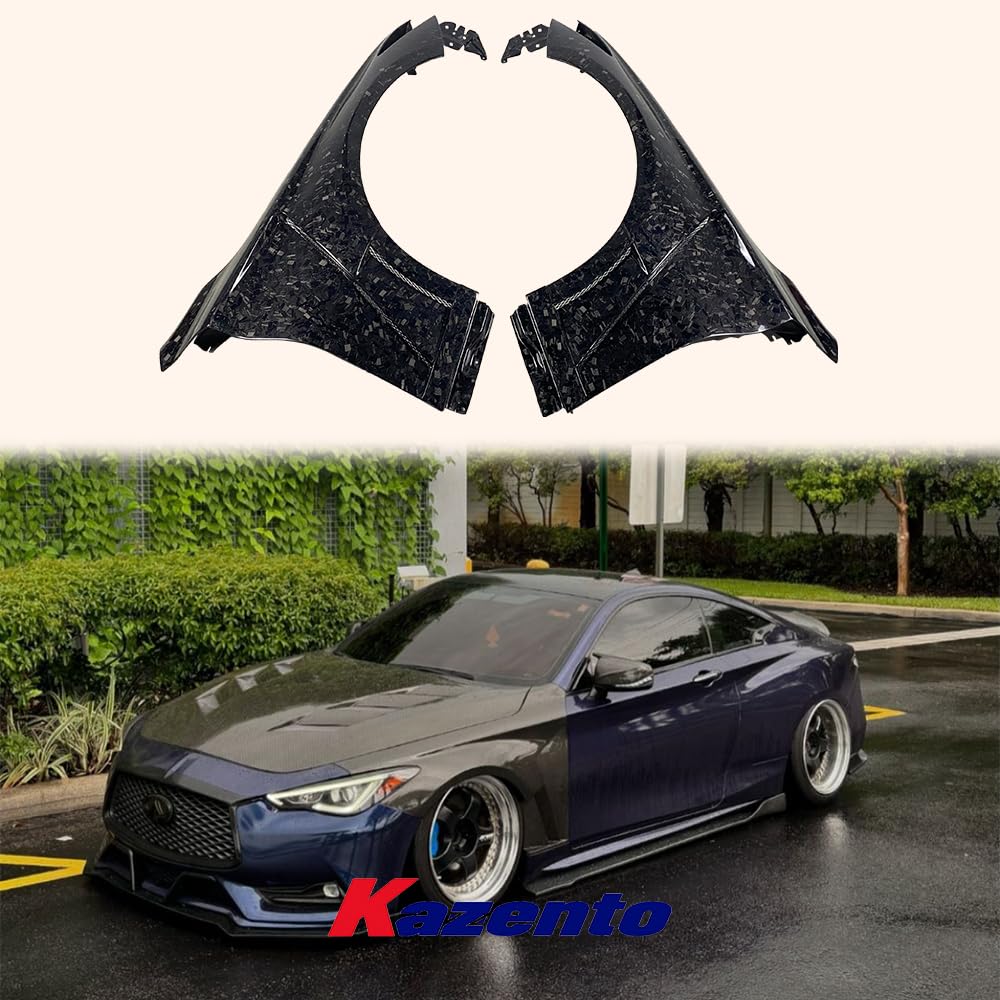 Kazento For Infiniti Q60 KZ Style Carbon Fiber Front Hood Fender Pair - Kazento Carbon Parts