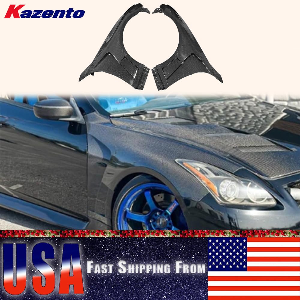 Kazento USA Shipping For Infiniti G37 2008-2013 Couple (2 Door Only) Honeycomb Carbon Vented Front Fender - Kazento Carbon Parts