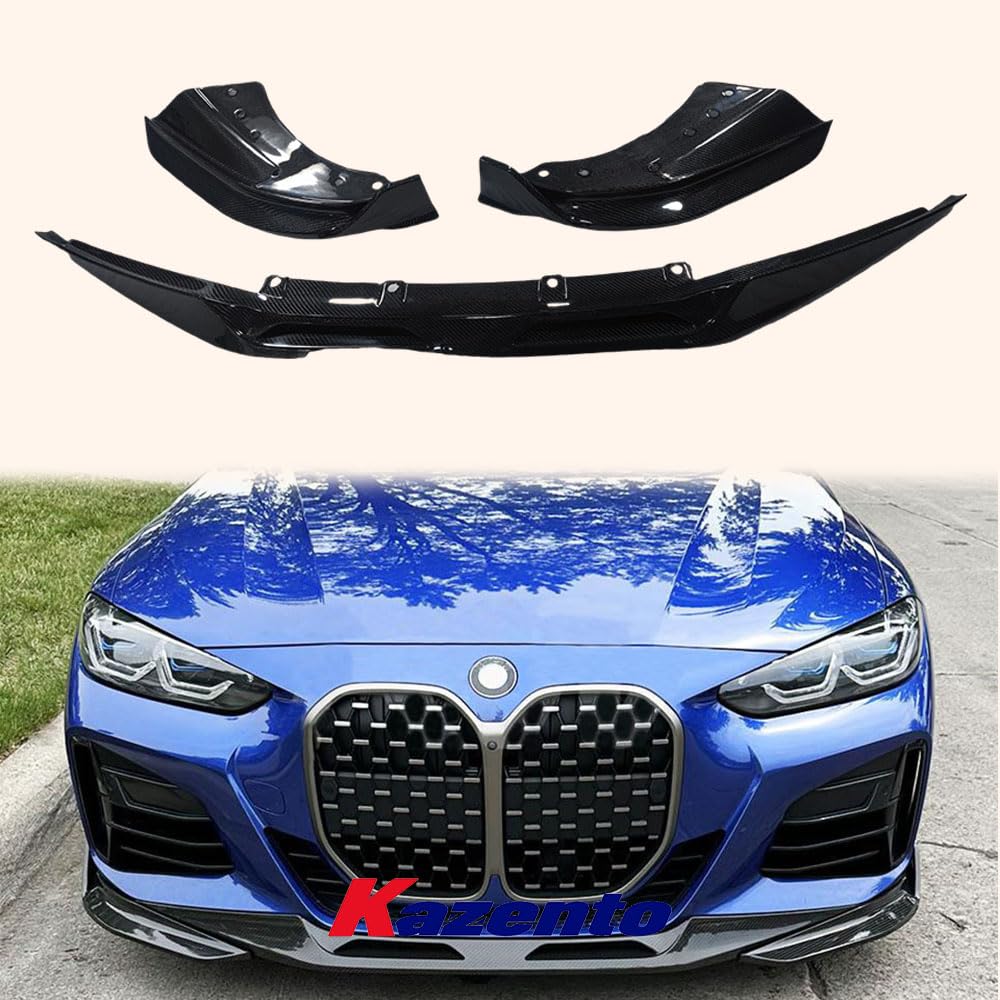 Kazento For BMW G22 Coupe 4 Ser 2021-2024 Dry Carbon Fiber Front Bumper Bottom Lip 3PCS - Kazento Carbon Parts