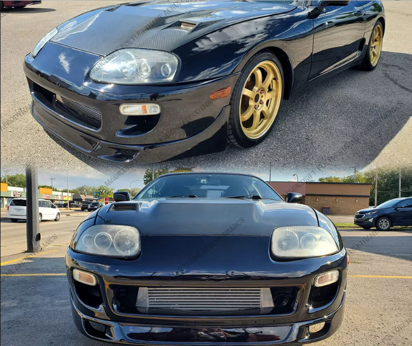 For 93-98 Supra MK4 JZA80 TR-style Fiberglass Unpaint Front Bumper Bottom Lip - Kazento Carbon Parts