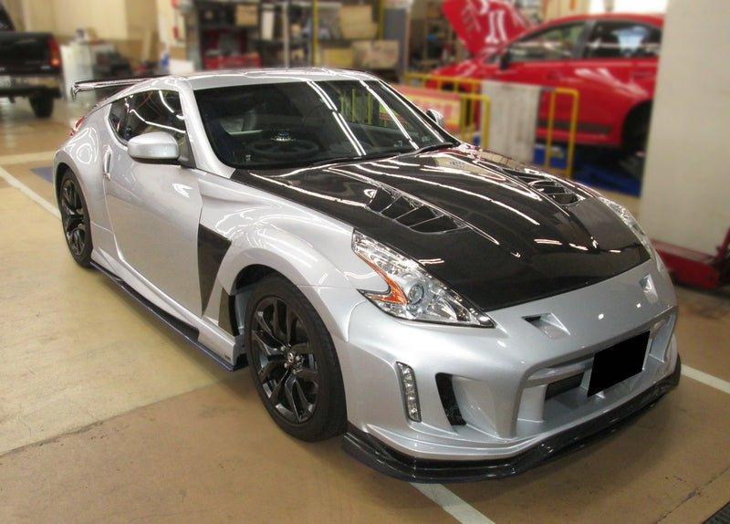 For 09 Onwards For Nissan 370Z Z34 Vrs Style Front Fender With Front Bumper Extension Carbon Fiber - Kazento Carbon Parts