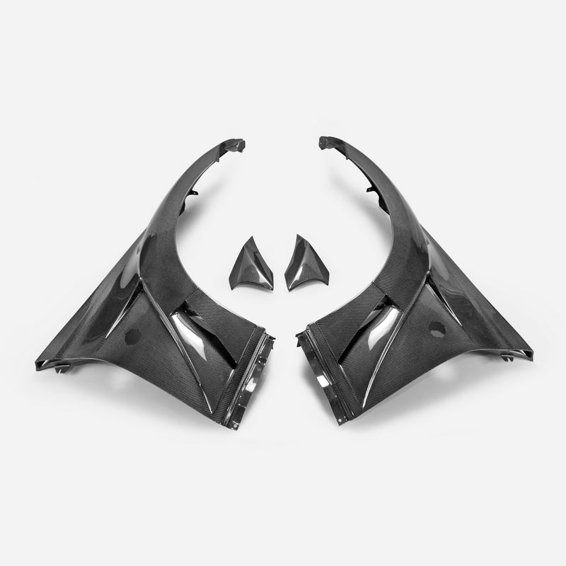 For 09 Onwards For Nissan 370Z Z34 Vrs Style Front Fender With Front Bumper Extension Carbon Fiber - Kazento Carbon Parts