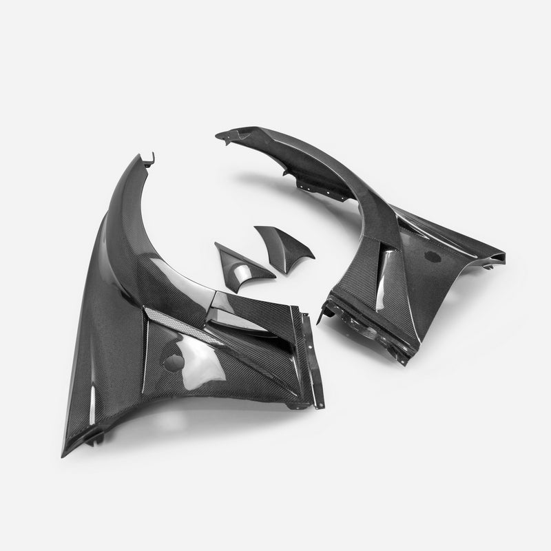 For 09 Onwards For Nissan 370Z Z34 Vrs Style Front Fender With Front Bumper Extension Carbon Fiber - Kazento Carbon Parts