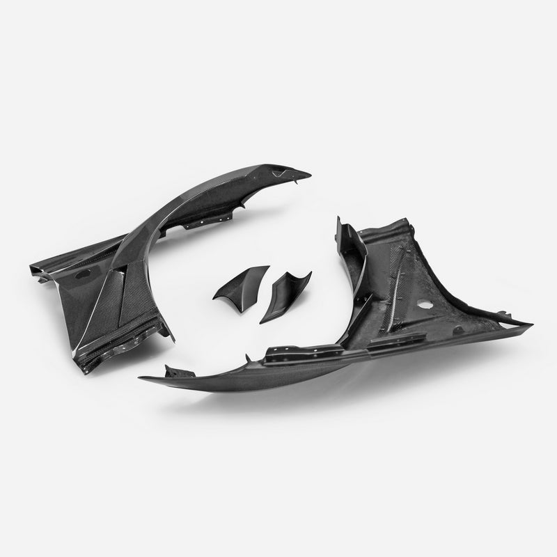 For 09 Onwards For Nissan 370Z Z34 Vrs Style Front Fender With Front Bumper Extension Carbon Fiber - Kazento Carbon Parts