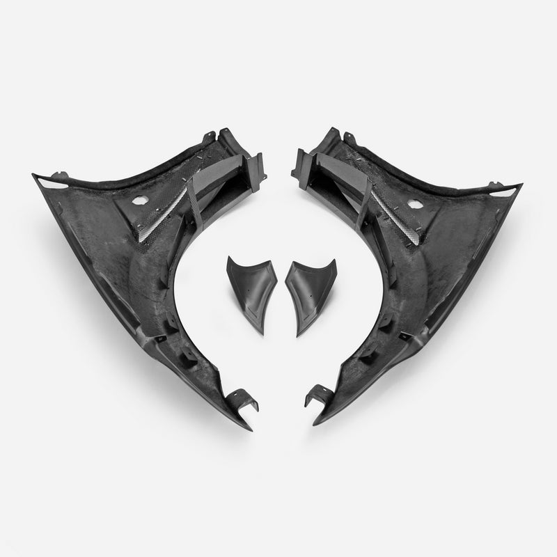 For 09 Onwards For Nissan 370Z Z34 Vrs Style Front Fender With Front Bumper Extension Carbon Fiber - Kazento Carbon Parts