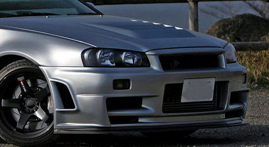 For Nissan Skyline R34 (GTR Only) NIS Type ZTune Fiberglass Unpaint Front Bumper - Kazento Carbon Parts
