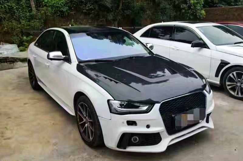 For Audi A4 B8.5 Sedan 4 Door 2013-16 KZ Style Vented Carbon Front Bonnet Hood - Kazento Carbon Parts