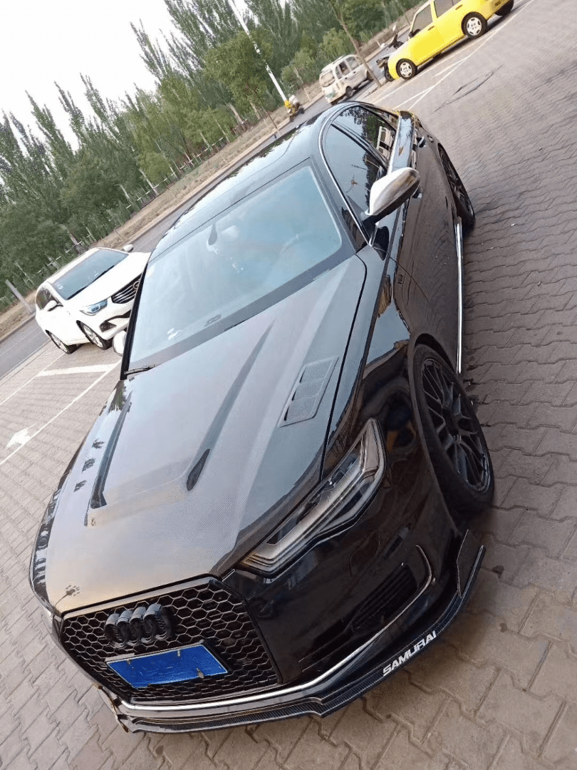 AUDI A6 S6 RS6 C7 C7.5 Front Vented Bonnet Hood 2013-2018 Kazento Carbon Parts Carbon Fiber S6-HOOD-LN-CF
