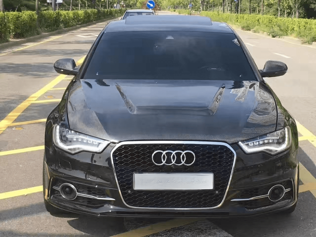 AUDI A6 S6 RS6 C7 C7.5 Front Vented Bonnet Hood 2013-2018 Kazento Carbon Parts Carbon Fiber S6-HOOD-LN-CF