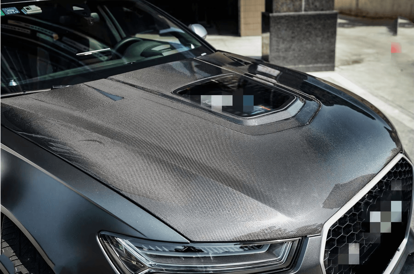 AUDI A6 S6 RS6 C7 C7.5 IMP Style Glass Vented Hood Bonnet 2013-2018 Kazento Carbon Parts Carbon Fiber S6-HOOD-XSJ-CF