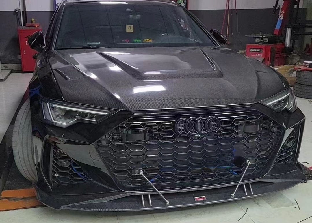 AUDI A6 S6 RS6 C8 Front Vented Bonnet Hood 2019-2025 Kazento Carbon Parts Carbon Fiber RS6-HOOD-LN-CF