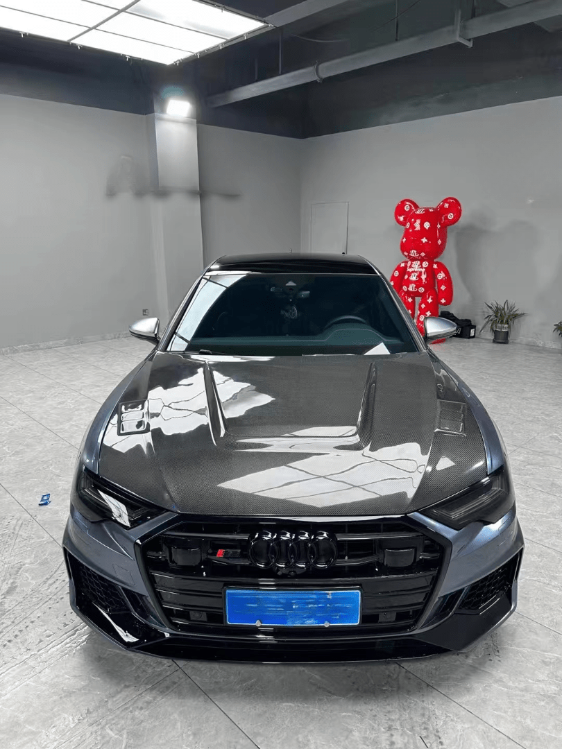 AUDI A6 S6 RS6 C8 Front Vented Bonnet Hood 2019-2025 Kazento Carbon Parts Carbon Fiber RS6-HOOD-LN-CF