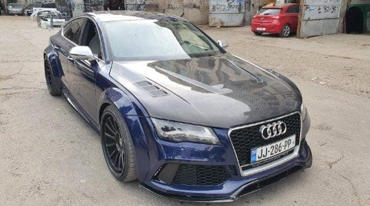 AUDI A7 S7 RS7 C7 C7.5 Front Vented Bonnet Hood 2013-2018 Kazento Carbon Parts Carbon Fiber A7-HOOD-LN-CF