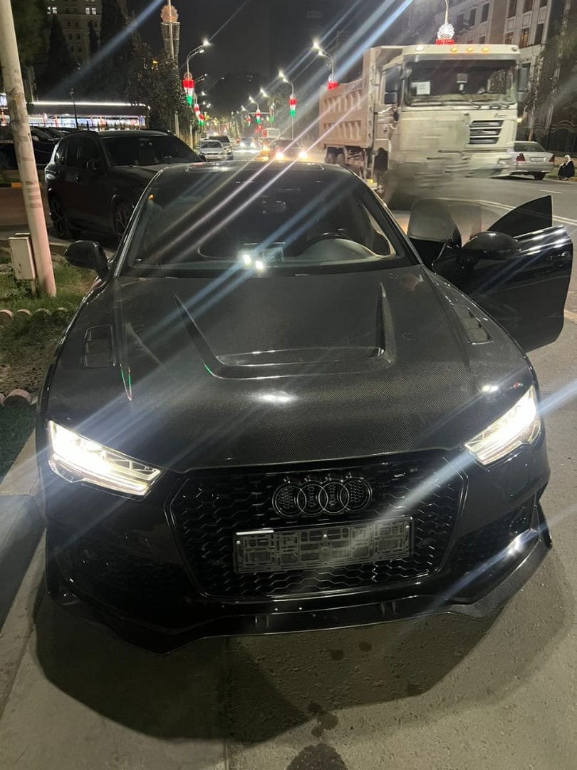 AUDI A7 S7 RS7 C7 C7.5 Front Vented Bonnet Hood 2013-2018 Kazento Carbon Parts Carbon Fiber A7-HOOD-LN-CF