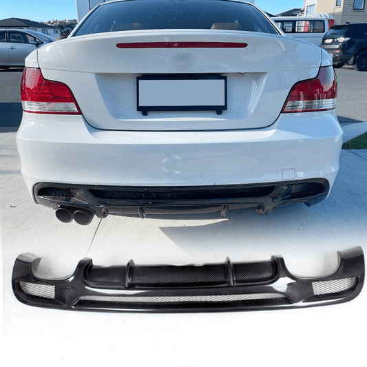 BMW 1Series E82 E88 125i 128i 135i M Sport Rear Diffuser 2007-2013 Kazento Carbon Parts Carbon Fiber E82-DIF-LN-CF