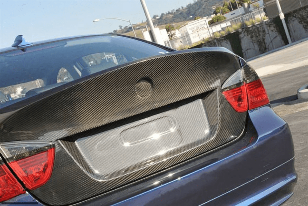 BMW E90 3 Series Sedan 05-08 Only Ducktail Style Carbon Rear Trunk Kazento Carbon Parts Carbon Fiber E90-TRUNK-58WLDC-CF