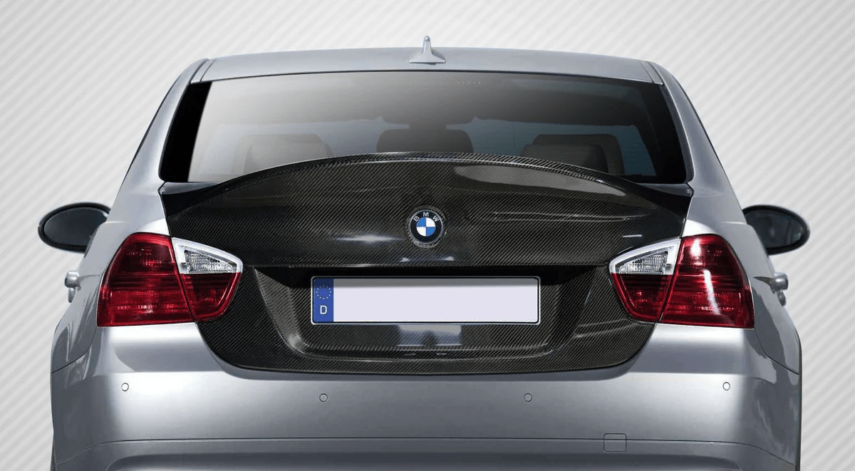 BMW E90 3 Series Sedan 05-08 Only Ducktail Style Carbon Rear Trunk Kazento Carbon Parts Carbon Fiber E90-TRUNK-58WLDC-CF