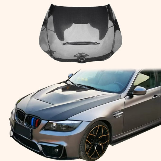 BMW E90 E91 06-08 3 Series 4 Door GTS Style Carbon Fiber Hood Bonnet Kazento Carbon Parts Bonnets/Hoods Carbon Fiber E90-HOOD-GTS-CF