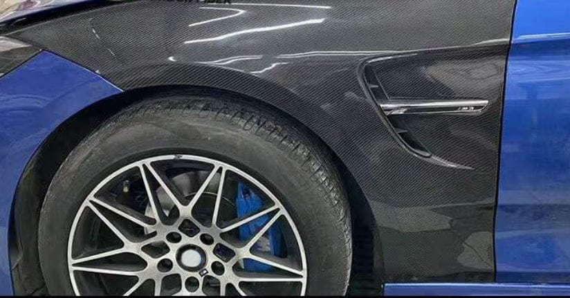 For BMW 3 Series F30 2012-19 4 Door Sedan KZ Carbon Front Fender With Emblem Kazento Carbon Parts Carbon Fiber F30-FF-WEM-CF