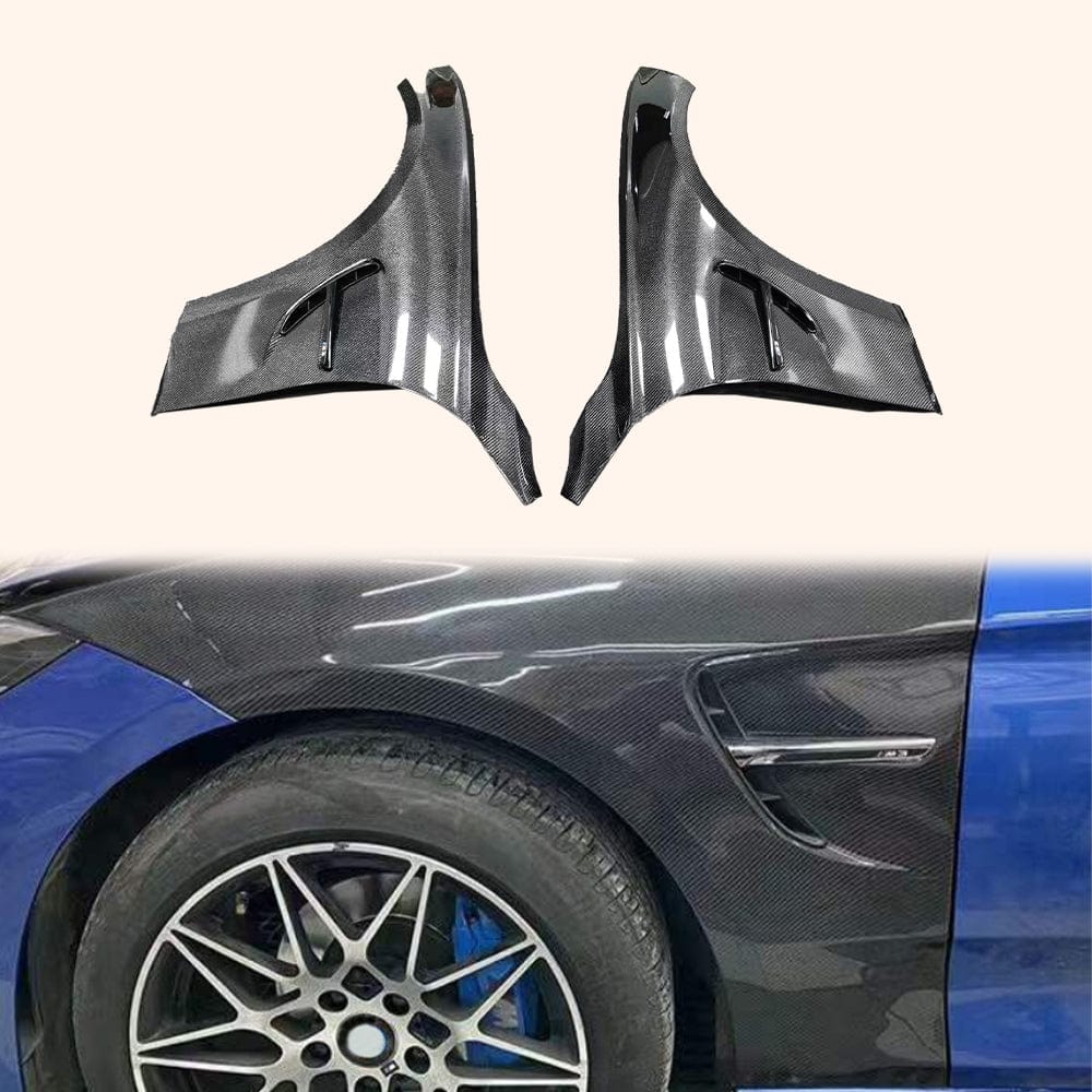 For BMW 3 Series F30 2012-19 4 Door Sedan KZ Carbon Front Fender With Emblem Kazento Carbon Parts Carbon Fiber F30-FF-WEM-CF