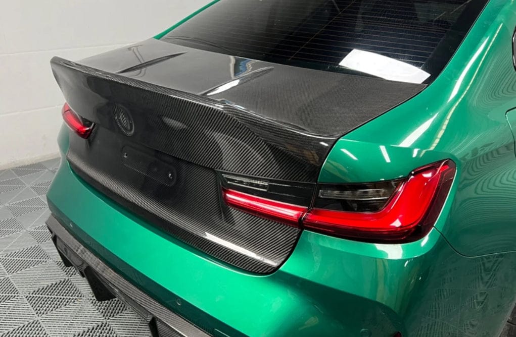 For BMW M3 G20 G80 2020-24 4D Sedan Dry Carbon CS Style Rear Ductail Trunk Boot Lid Kazento Carbon Parts Dry Carbon Fiber M3G80-TRUNK-CS-DCF