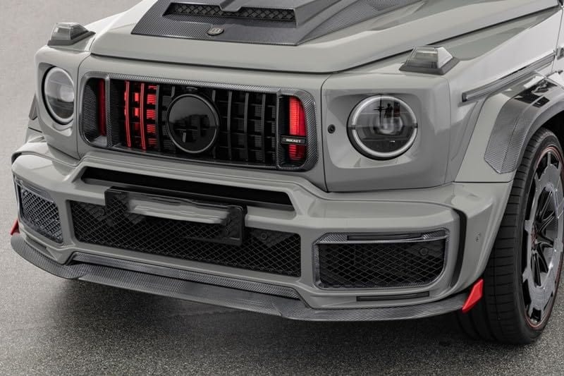 For G63 G500 G350 Rock-Style G900 Front Bumper Under Lip Diffuser Dry Carbon Kazento Carbon Parts 车身侧板 G500-FL-ROCK-DCF