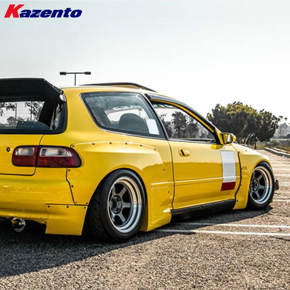 For Honda Eg Civic Hatch Back Rb Style Wide Body Side Skirt Rocker Panels Side Part Fiber Glass Body Kit Replacement Kazento Carbon Parts 车身侧板 EG-SS-RB-5D-FRP