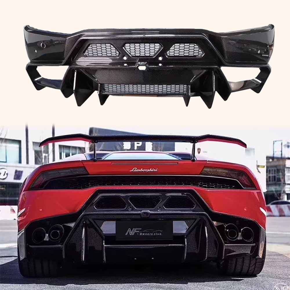 For Lamborghini Huracan LP610 V Style Carbon Fiber Rear Bumper Diffuser Kazento Carbon Parts 车身侧板 LP610-RB-V-CF