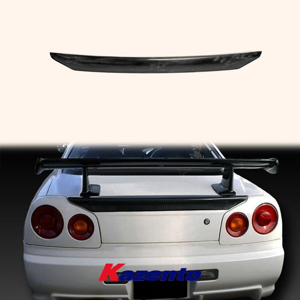 For Nissan R34 GTR GTT MI Style Rear Spoiler Carbon Fiber Wing Kazento Carbon Parts 车身侧板 R34-RS-MI-YA-CF