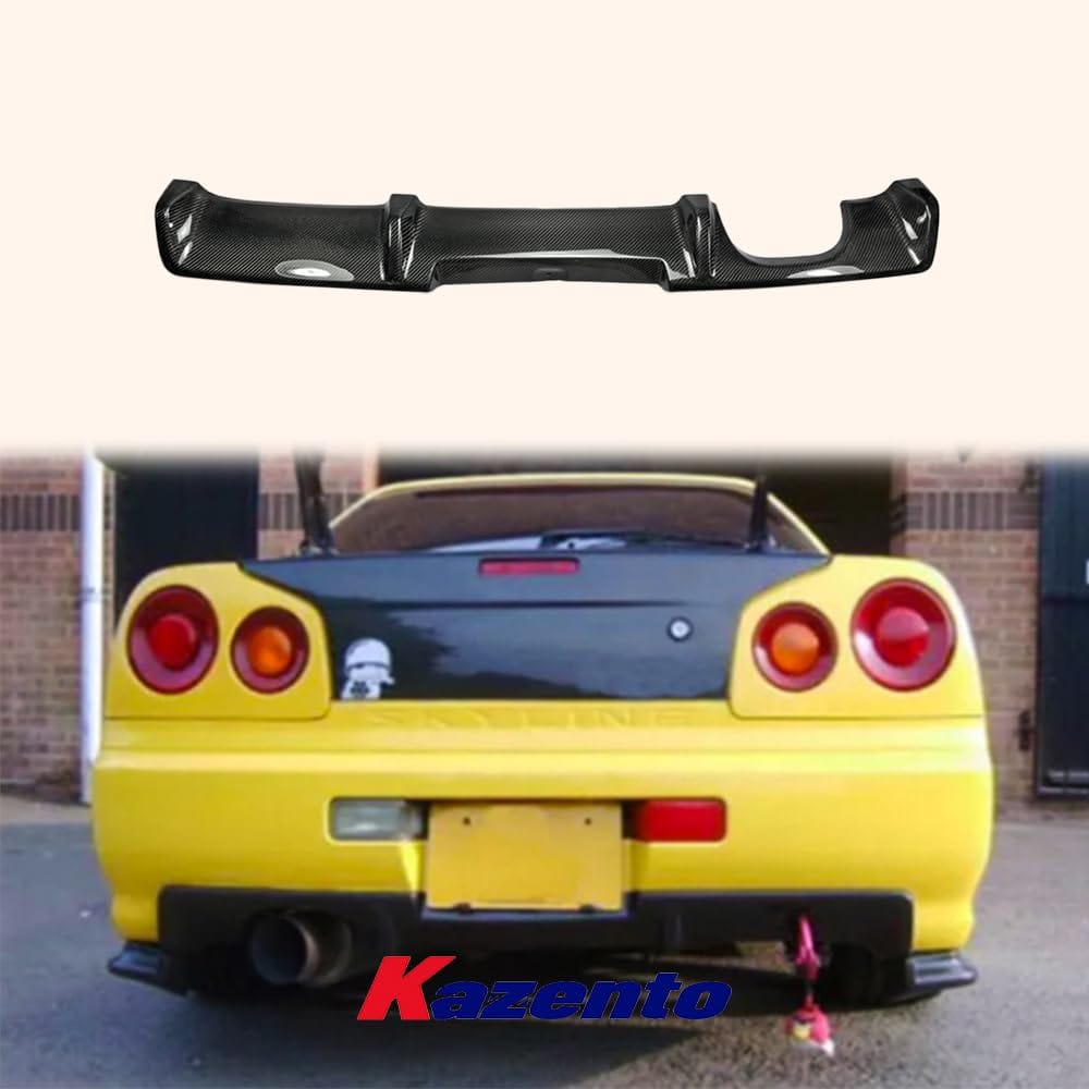 For Nissan Skyline R34 Gtr Oem Rear Bumper Diffuser Add On Carbon Fiber Kazento Carbon Parts 车身侧板 R34-DIF-OE-CF