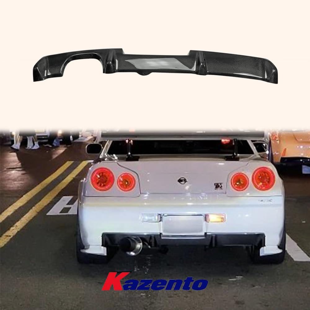 For Nissan Skyline R34 Gtr Oem Rear Bumper Diffuser Add On Carbon Fiber Kazento Carbon Parts 车身侧板 R34-DIF-OE-CF