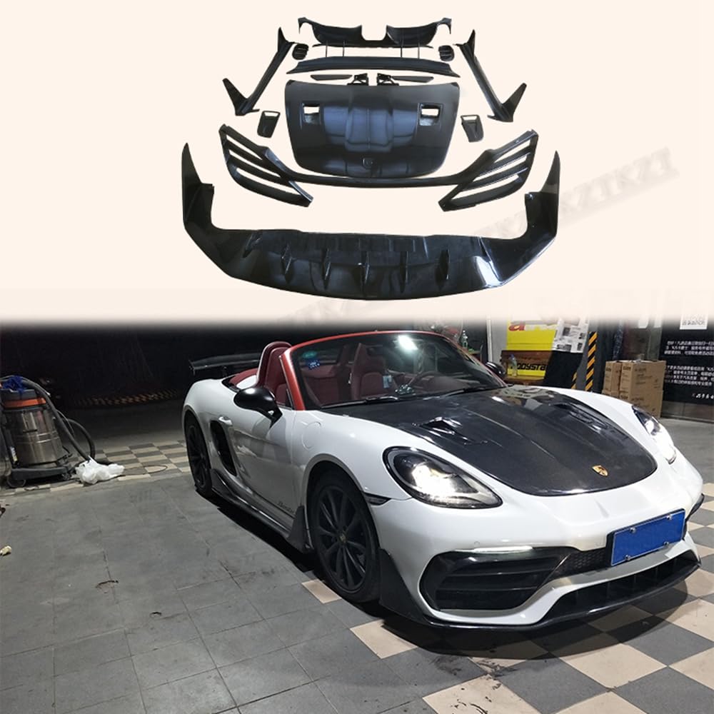 For Porsche 718 Body Kits DP Style Partial Carbon Fiber (Front Lip+Hood Carbon) Kazento Carbon Parts 车身侧板 718-BODY-DP-PCF