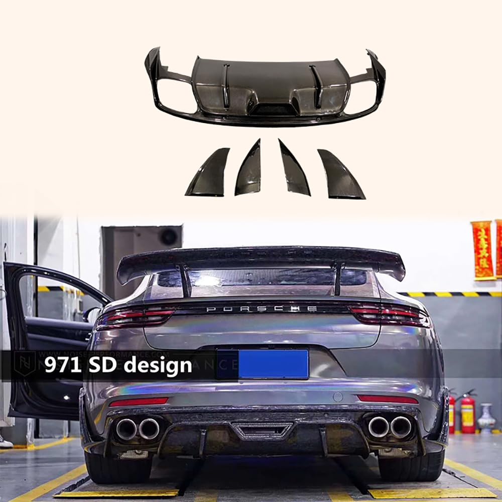 For Porsche 971 Panamera D Style Rear Diffuser Carbon Fiber Kazento Carbon Parts 车身侧板 971-DIF-SD-CF