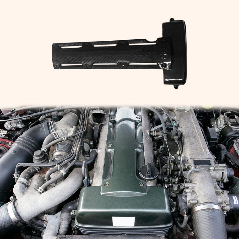 For Toyota 93-98 Supra MK4 A80 2 Door Carbon Fiber Engine Plug Cover Panel Kazento Carbon Parts Carbon Fiber SUPRA-PLUG-CF