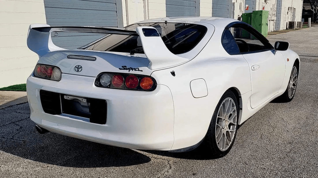 For Toyota 93-98 Supra MK4 JZA80 TR Style Carbon Fiber Rear Spoiler End Cap Kazento Carbon Parts Carbon Fiber SUPRA-END-CF