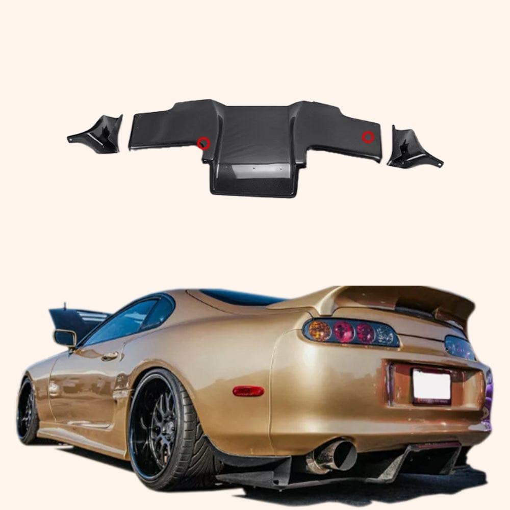 パーツ saru For Toyota 93-98 Supra MK4 JZA80 TS Style Carbon Fiber Rear Under