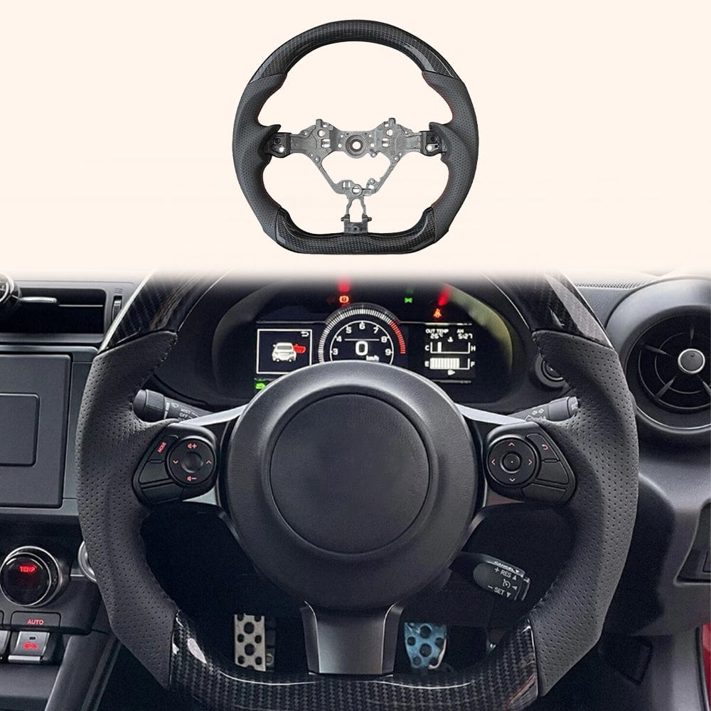 For Toyota GR86 ZN8 ZD8 2021-24 Coupe Carbon D Style Steering Wheel Replacement Kazento Carbon Parts Carbon Fiber GR86-STEERING-D-CF