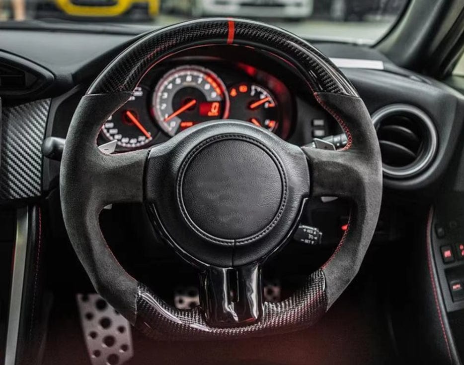 For Toyota GT86 FT86 BRZ 2012-20 Coupe Carbon D Style Steering Wheel Replacement Kazento Carbon Parts Carbon Fiber GT86-STEERING-D-CF
