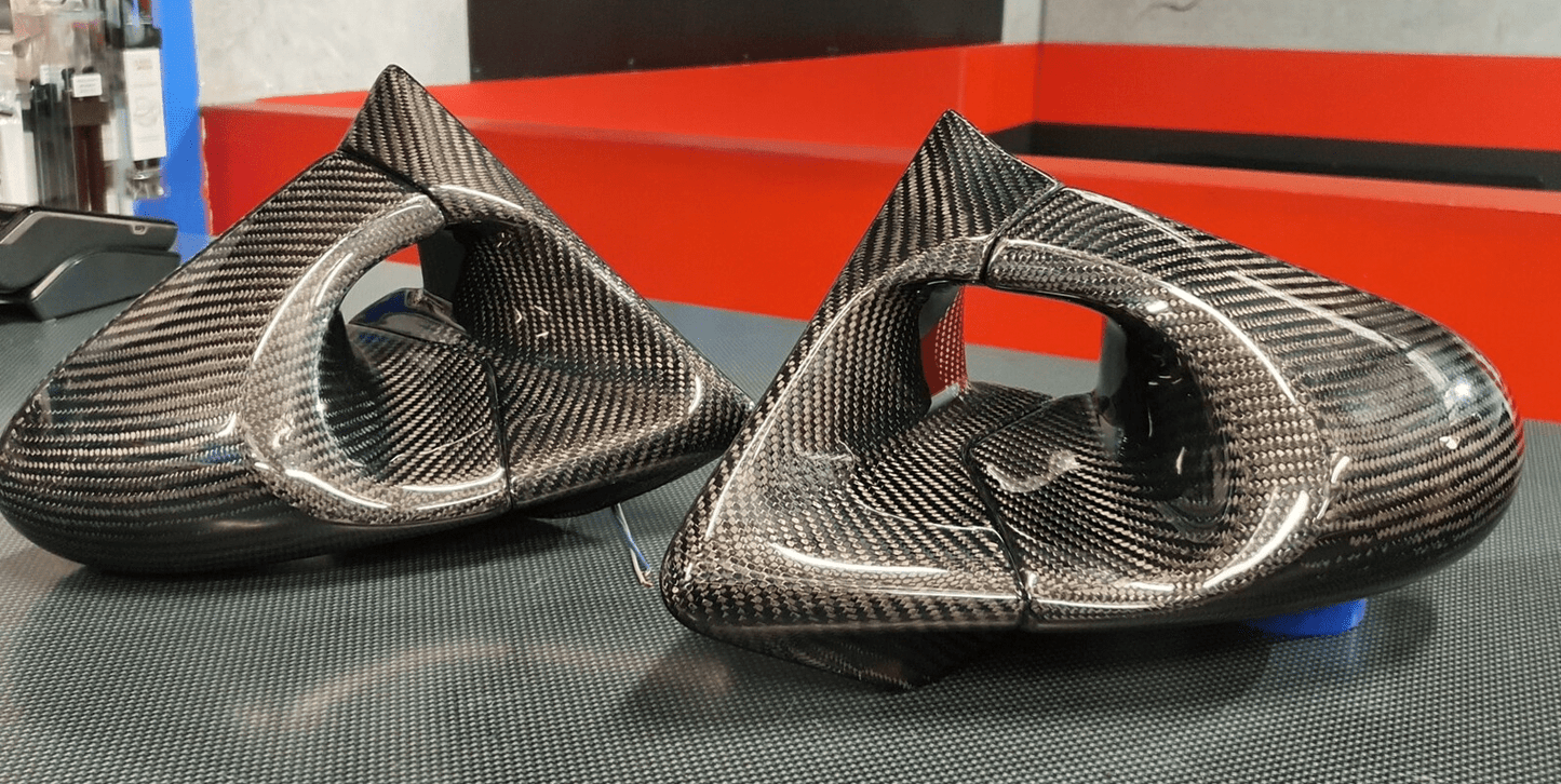 For Toyota Supra JZA80 KZ Style Carbon Aero Mirrors (Left Hand Drive Vehicle) Kazento Carbon Parts Carbon Fiber SUPRA-MC-TI-GND-L-CF
