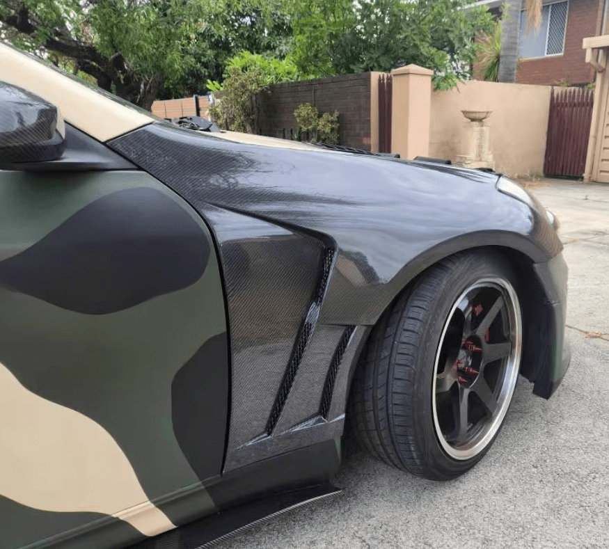 Infiniti G35 V35 2 Door Coupe Front Vented Fenders 2003-2007 Kazento Carbon Parts Carbon Fiber G352DR-FF-EPA1-CF