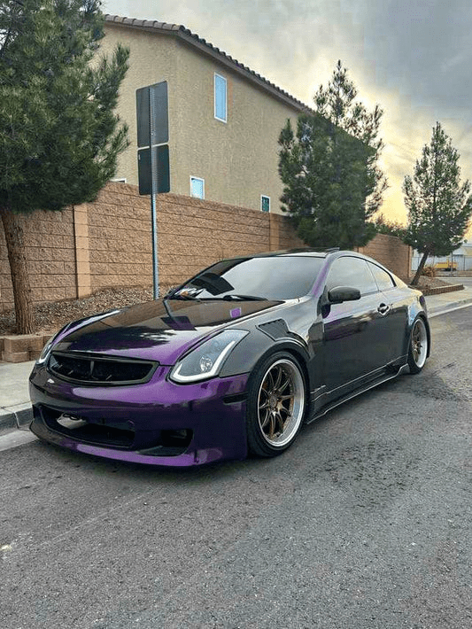 Infiniti G35 V35 2 Door Coupe Front Vented Fenders 2003-2007 Kazento Carbon Parts Carbon Fiber G352DR-FF-EPA2-CF