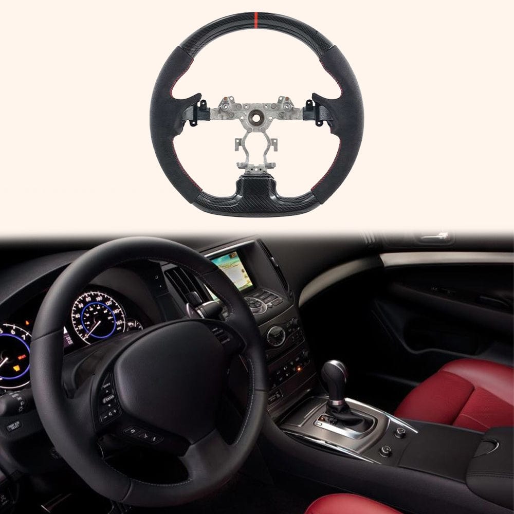 Infiniti G37 Q40 Steering Wheel Replacement 2007-2013 Kazento Carbon Parts Carbon Fiber G37-STEERING-D-CF