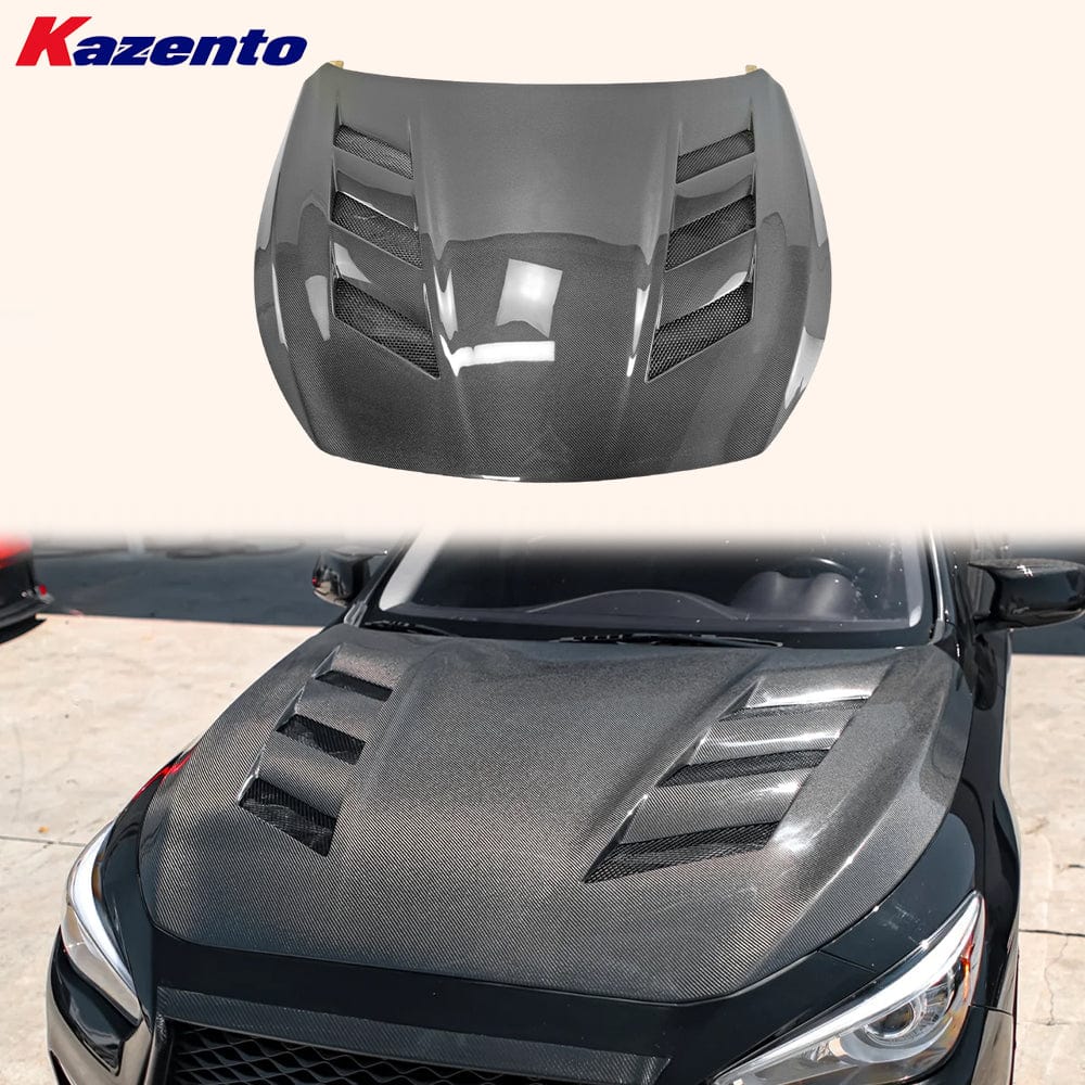 Infiniti Q50 V37 AM Style Vented Hood Bonnet 2013-2024 Kazento Carbon Parts Bonnets/Hoods