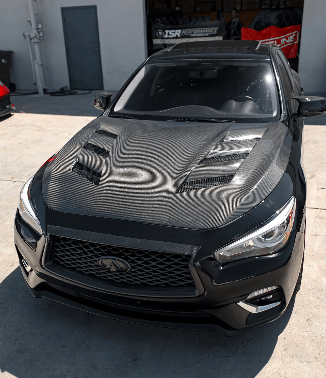 Infiniti Q50 V37 AM Style Vented Hood Bonnet 2013-2024 Kazento Carbon Parts Bonnets/Hoods