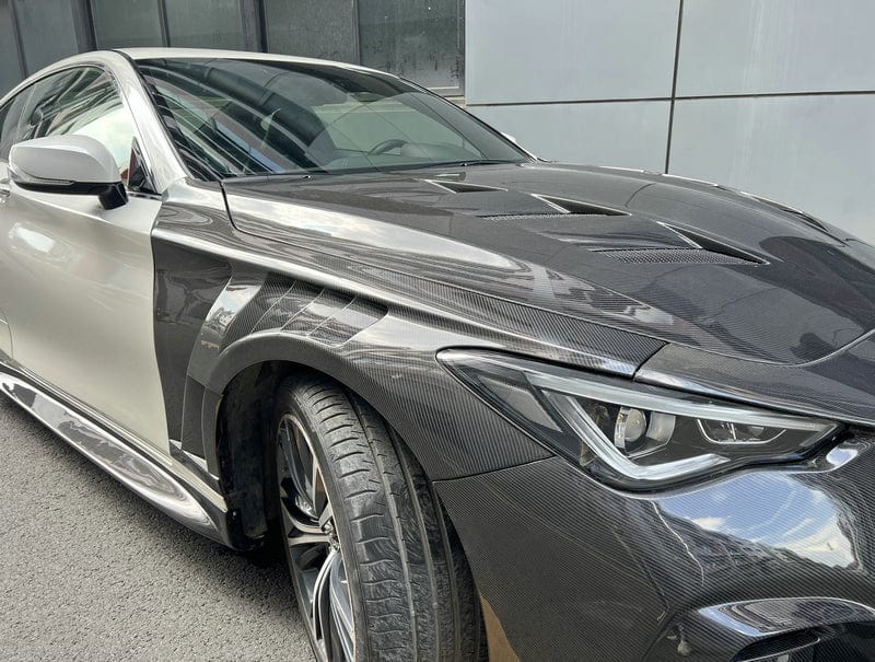 Infiniti Q60 CV37 Front Vented Fenders 17 onwards Kazento Carbon Parts 车身侧板
