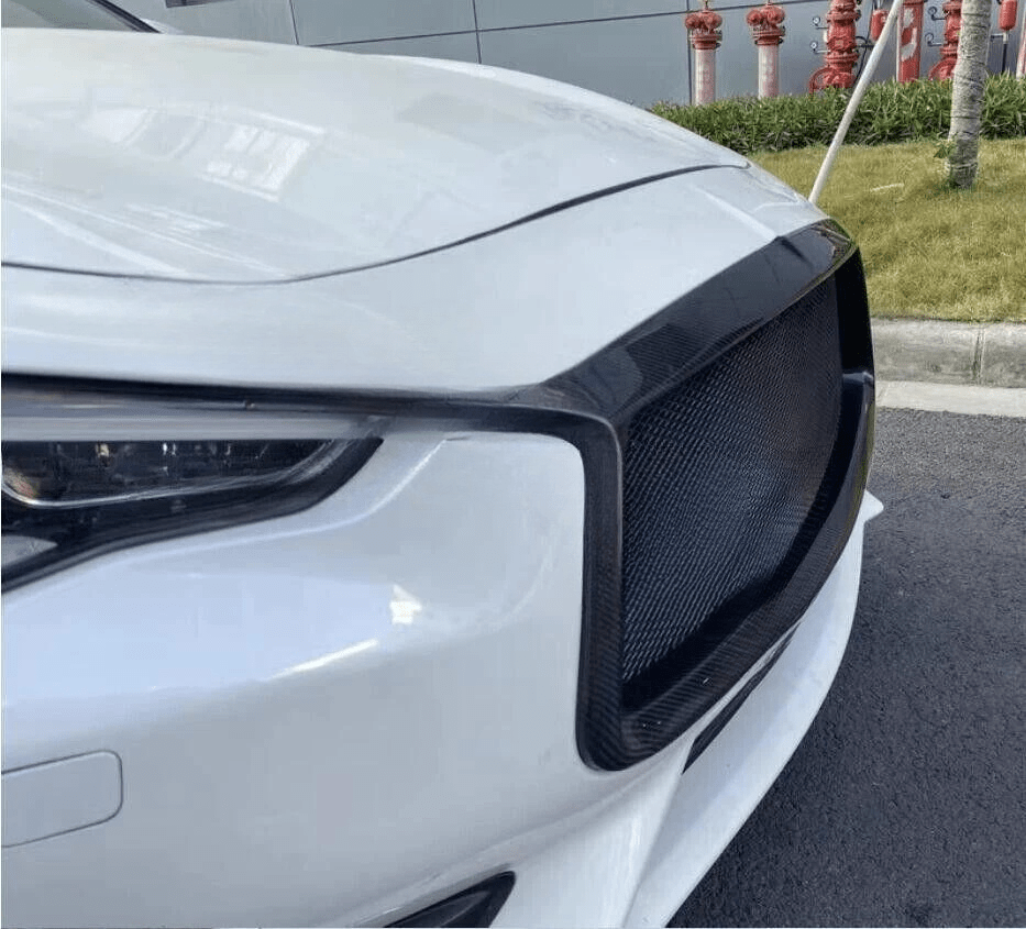 Infiniti Q60 CV37 OE Type Front Grill 17 onwards (stick on type) Kazento Carbon Parts Dry Carbon Fiber Q60-FG-OE-STK-DCF